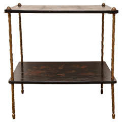 Brass and Lacquer Two Tier Table