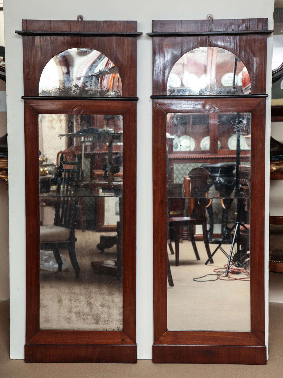 Pair of Danish mirrors, mahogany, circa 1820.
