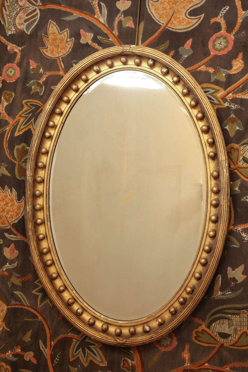 19th Century English, Oval Gilded Mirror