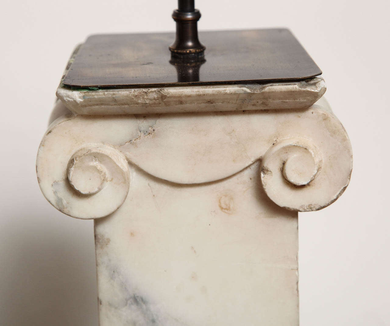 20th Century Pair of Square Ionic Columns Converted to Lamps, English Style For Sale