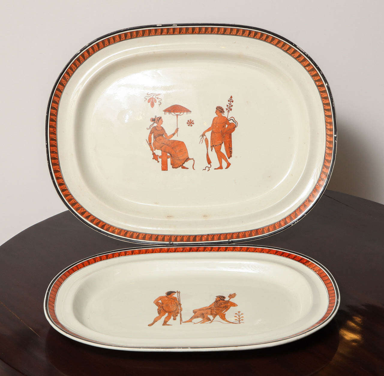 Two Early 19th Century Creamware Platters in the Etruscan Style
