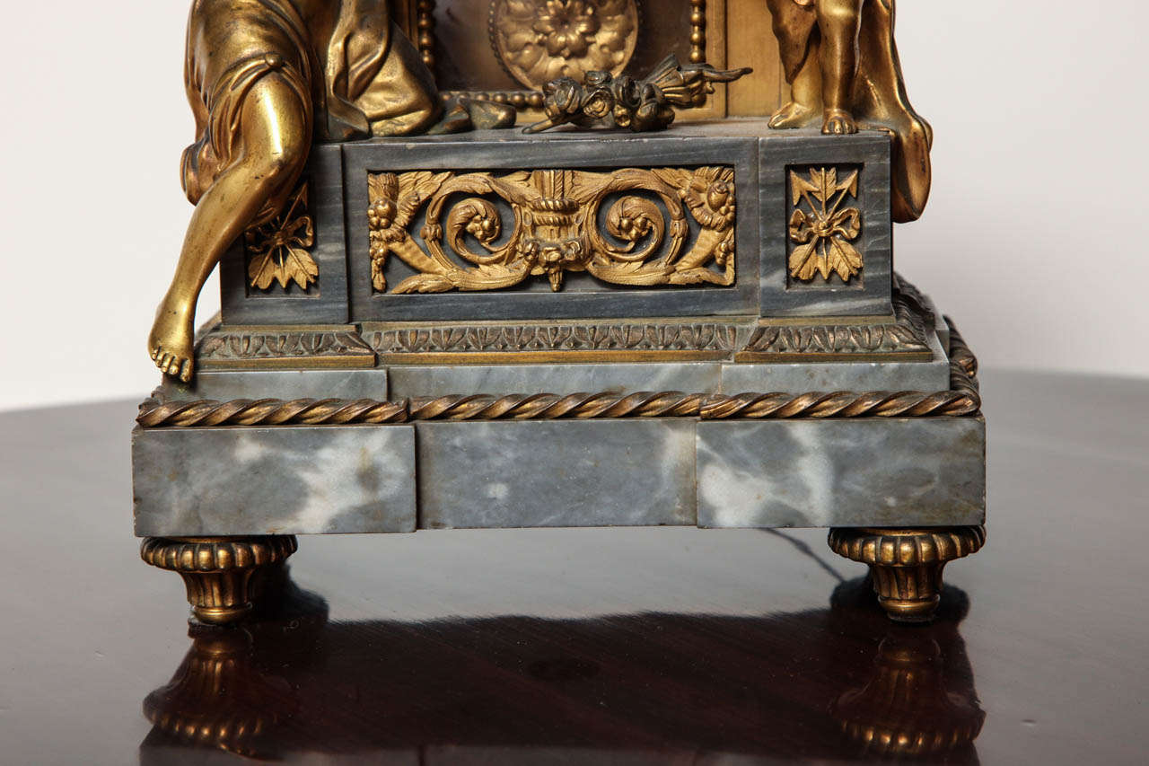 Ormolu 19th Century French, Bronze and Marble Clock For Sale
