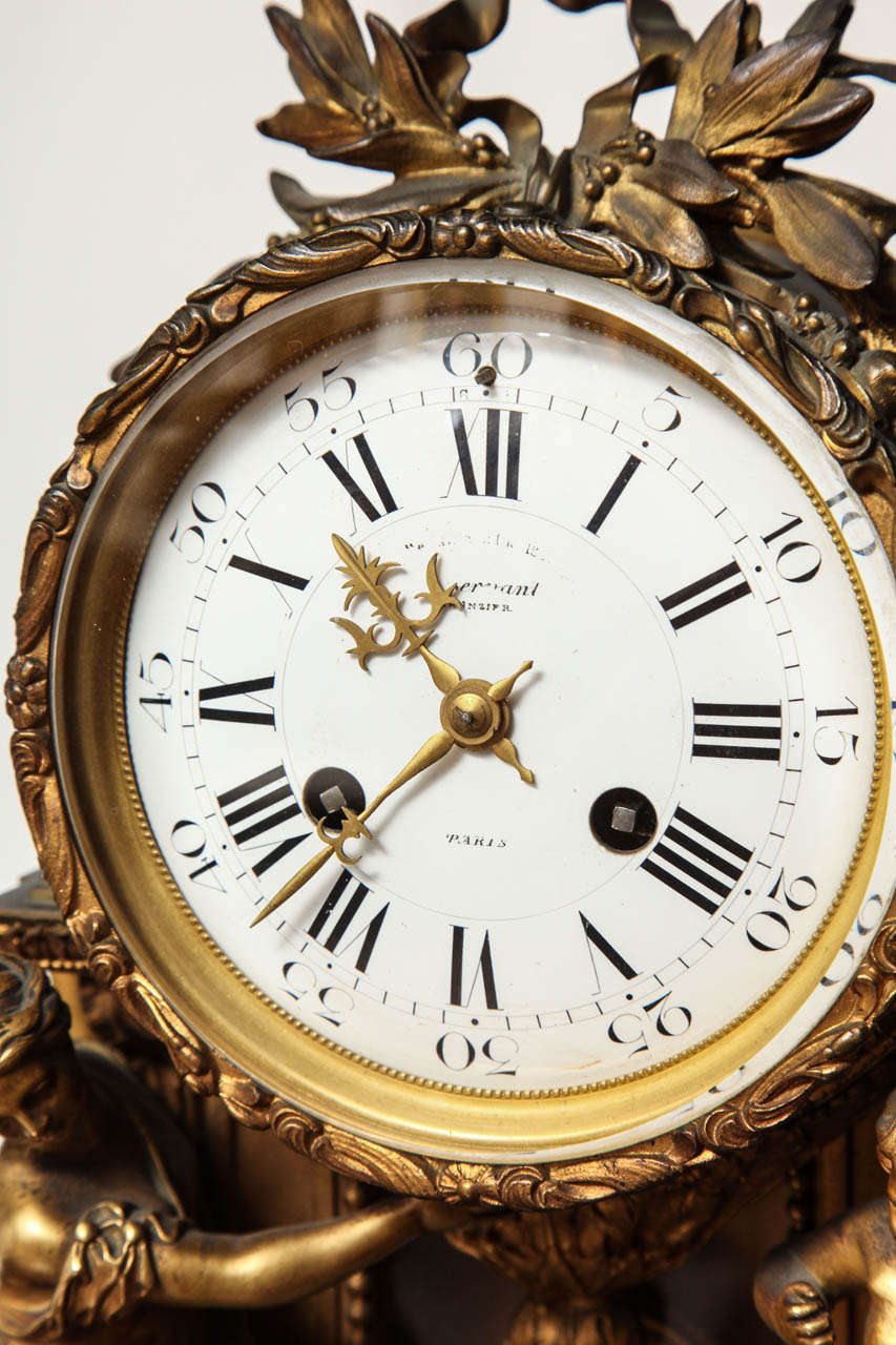 19th Century French, Bronze and Marble Clock For Sale 2