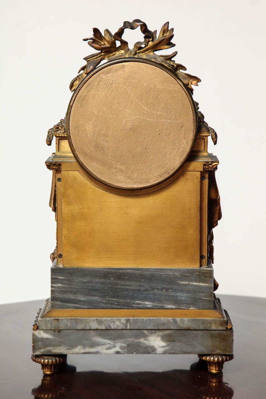 19th Century French, Bronze and Marble Clock For Sale 4