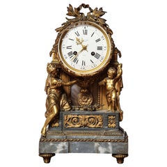 19th Century French, Bronze and Marble Clock