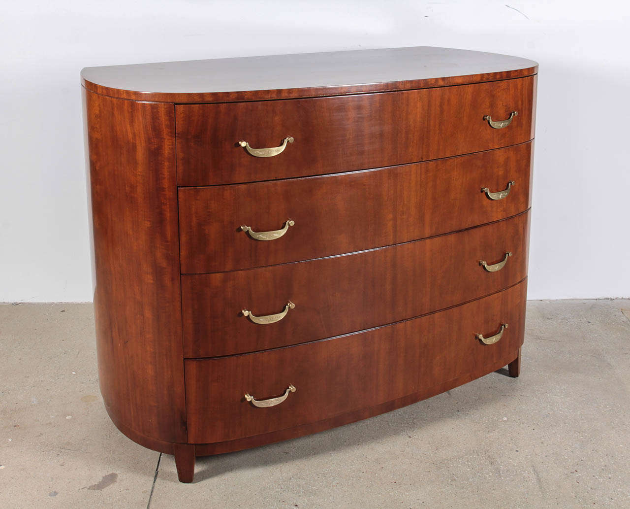 American Art Deco Bowed Front Chest of Drawers by Ralph Widdicomb