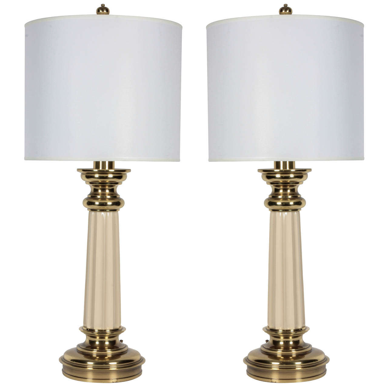 Pair of Brass and Enamel Lamps by Stiffel