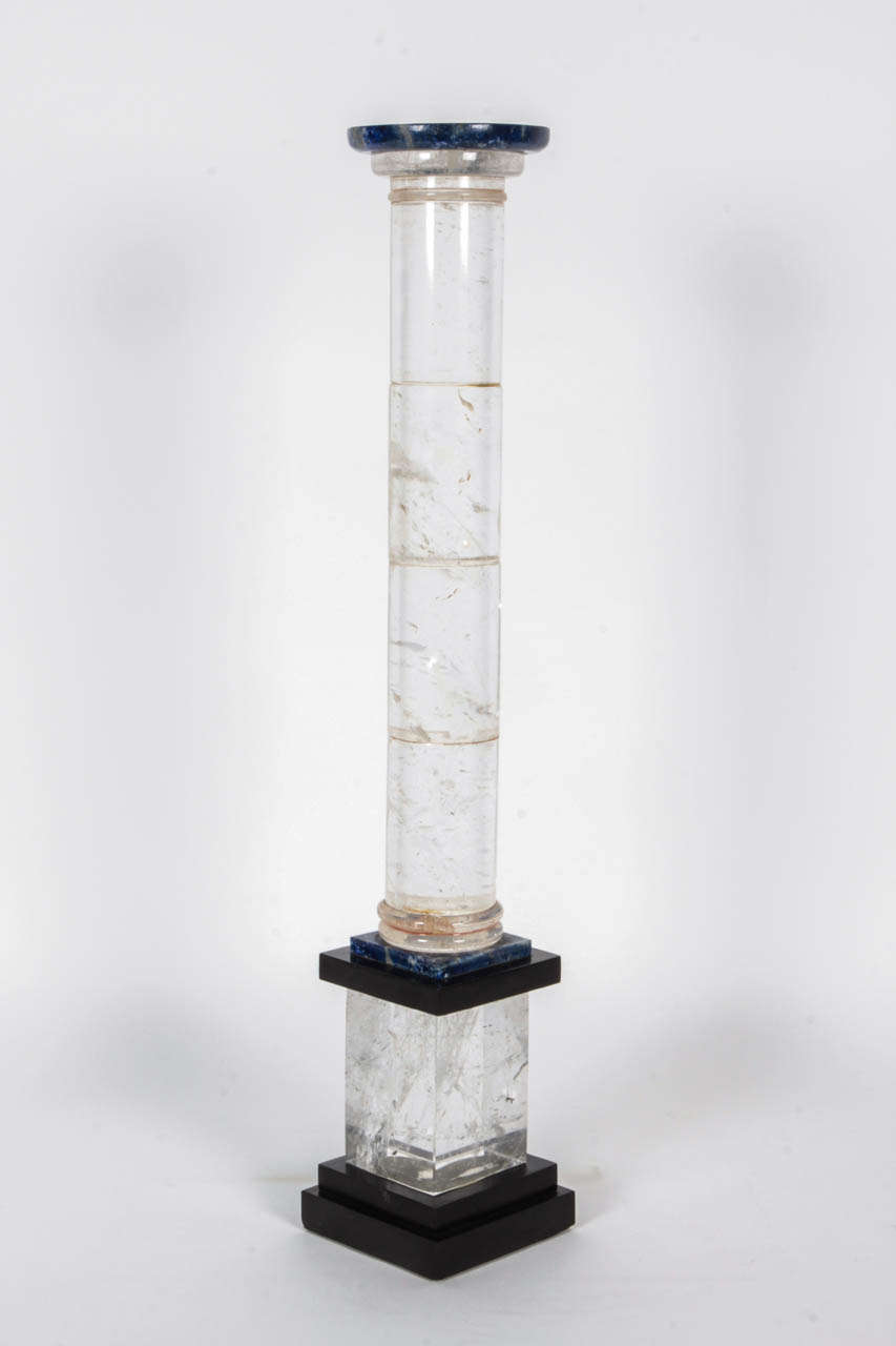 Pair of Rock Crystal and Lapis Column Obelisks In Excellent Condition In New York, NY