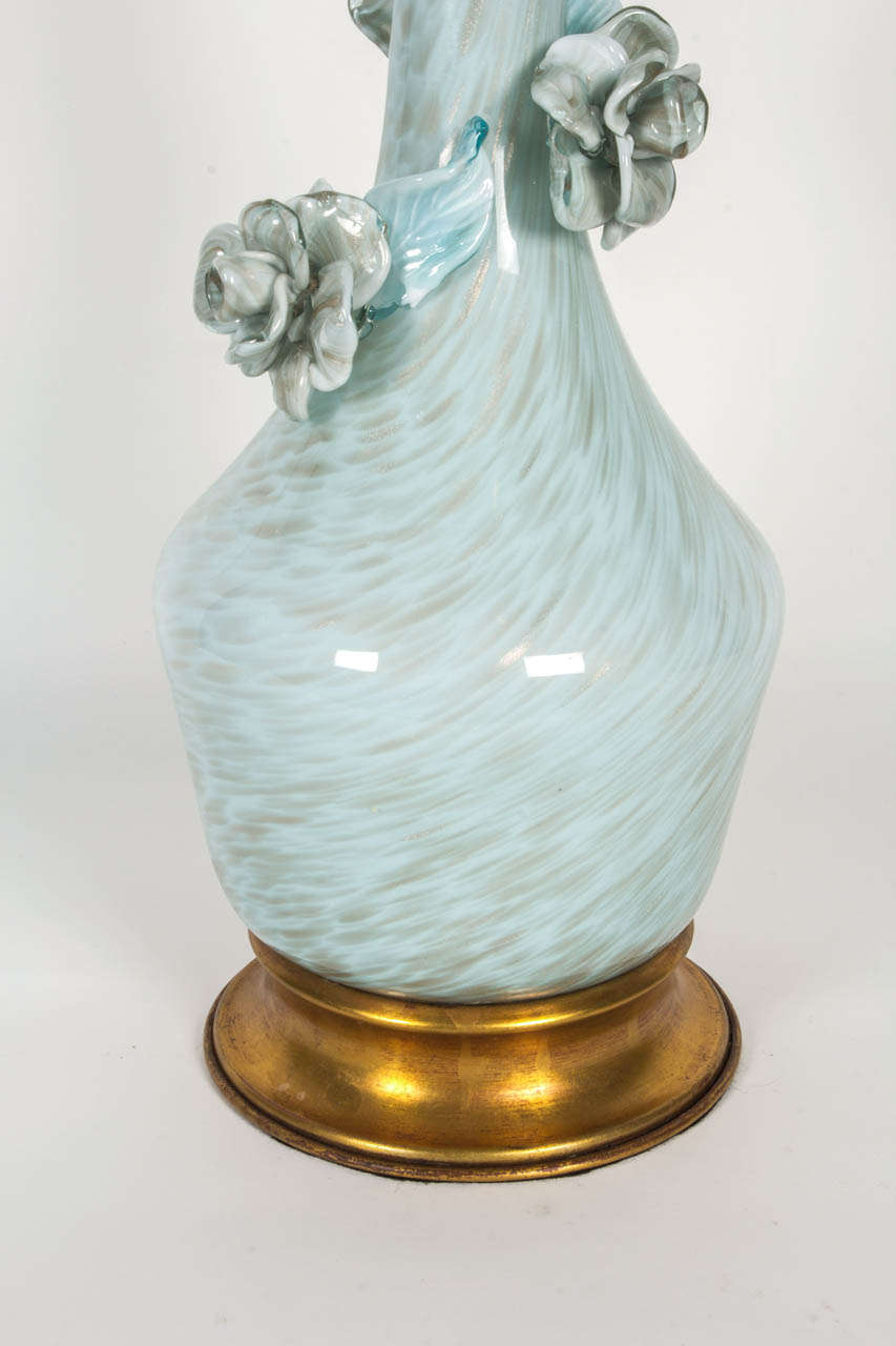 Hollywood Regency Marbro Robin's Egg Blue Murano Lamps