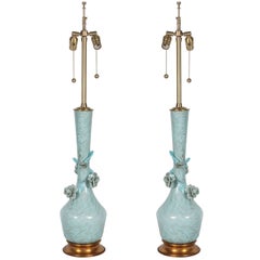 Marbro Robin's Egg Blue Murano Lamps