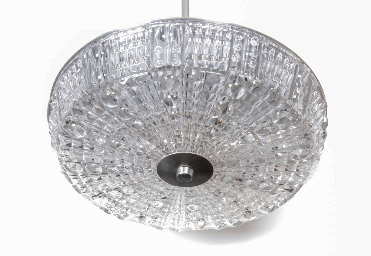 Carl Fagerlund Crystal Disc Pendant/Flush Mount In Excellent Condition In New York, NY