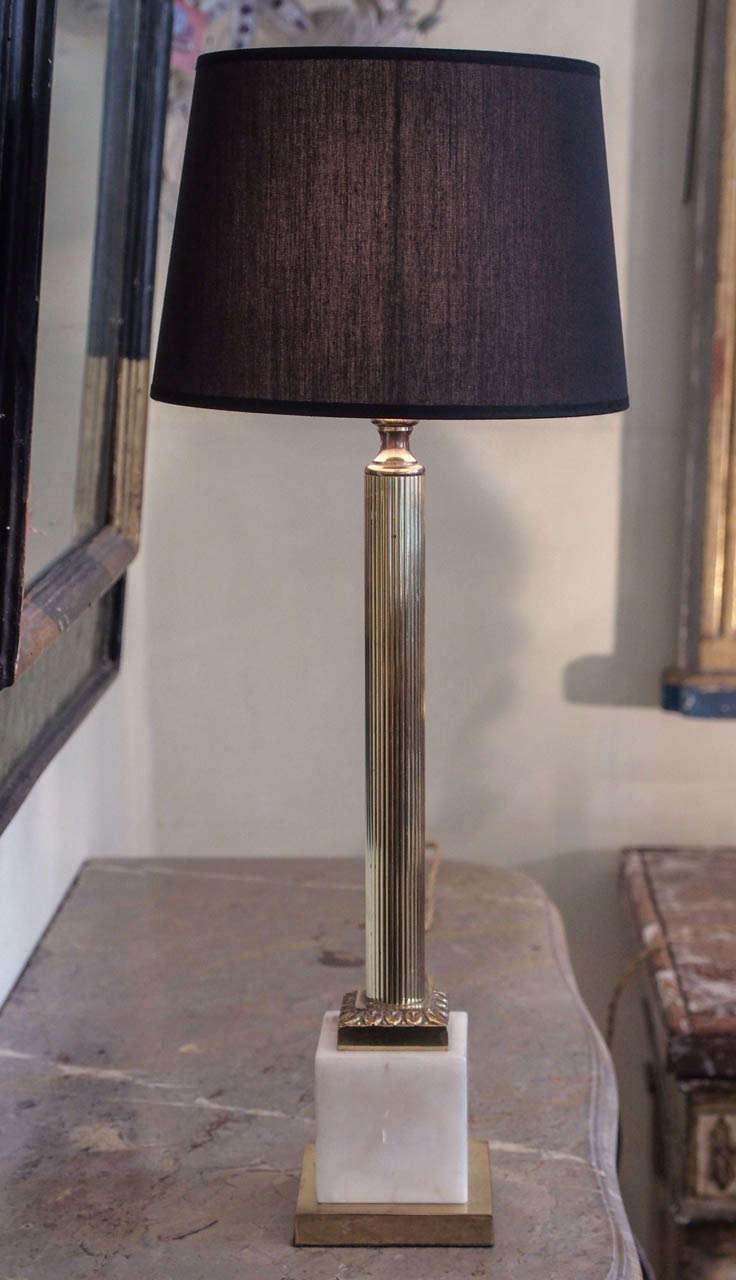 Pair Jansen brass lamps with alabaster base