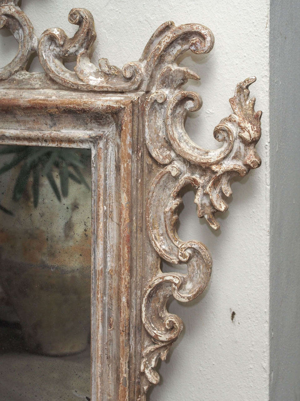 18th Century and Earlier Sicilian Silver Leaf Mirror