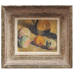 Circa 1940 Still Life oil on board painting by Paul Petit