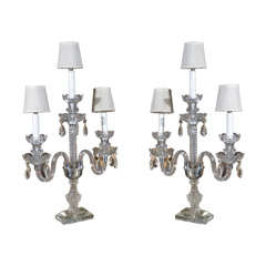 Pair of Crystal & Pressed Glass Girandoles