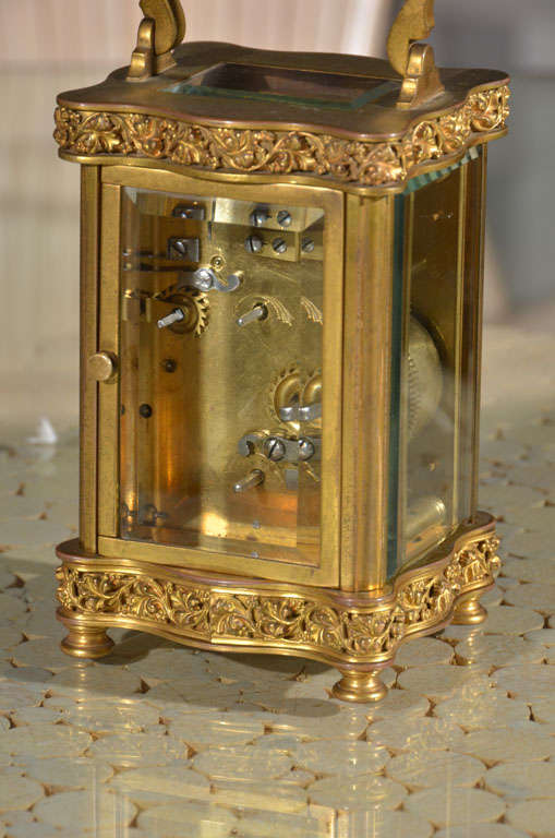 Brass Carriage Clock by Schumann's Sons For Sale