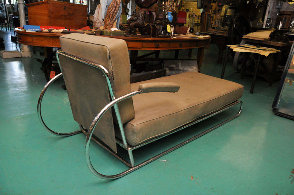 French Art Deco Adjustable Chrome Chaise Longue