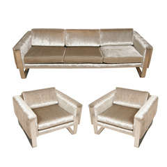Retro 1970's Silver Upholstery Group