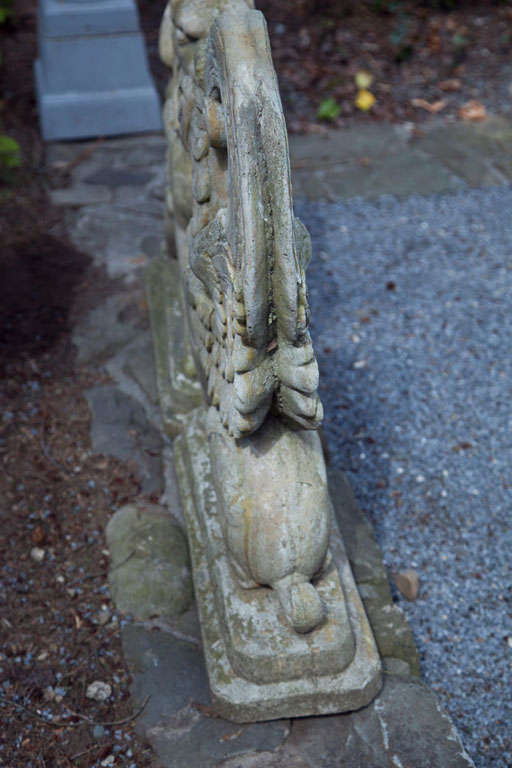 A Pair of Cast Stone Griffin Garden Statuary 1