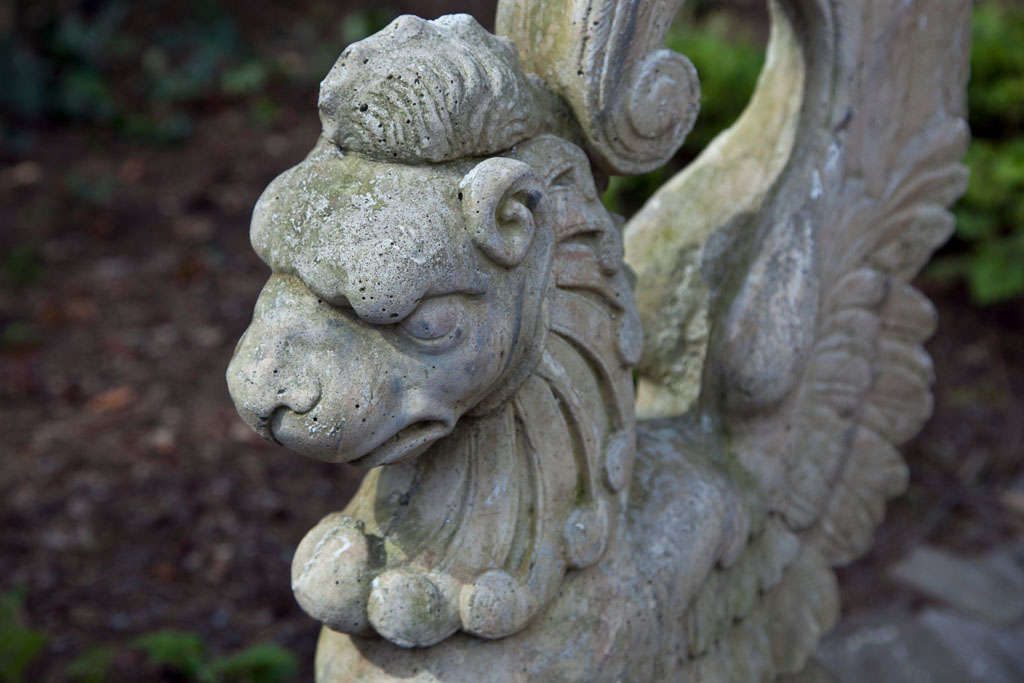 A Pair of Cast Stone Griffin Garden Statuary at 1stDibs