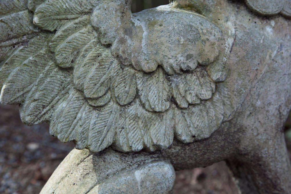 A Pair of Cast Stone Griffin Garden Statuary at 1stDibs
