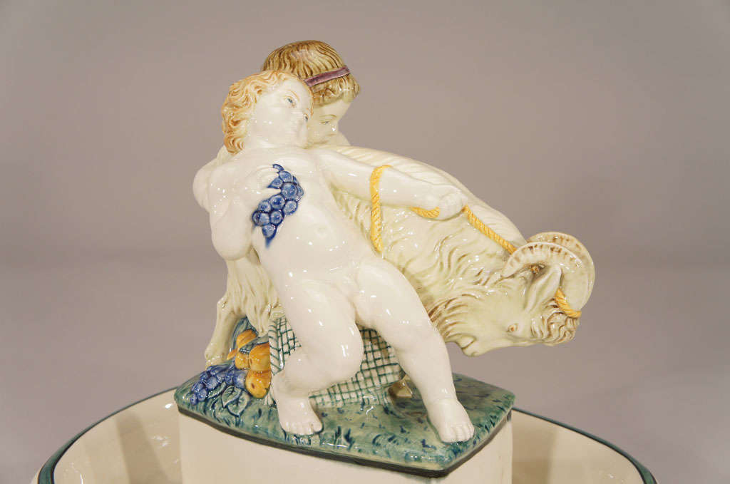 German Wiener Werkstätte-Style Figural Centerpiece W/ Children & Ram For Sale