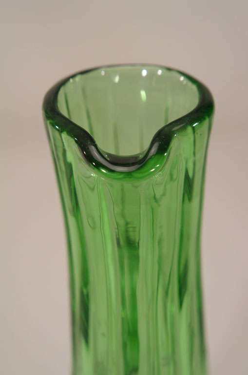 19th Century Pair of Moser Monumental Green Handblown Crystal Decanters 22