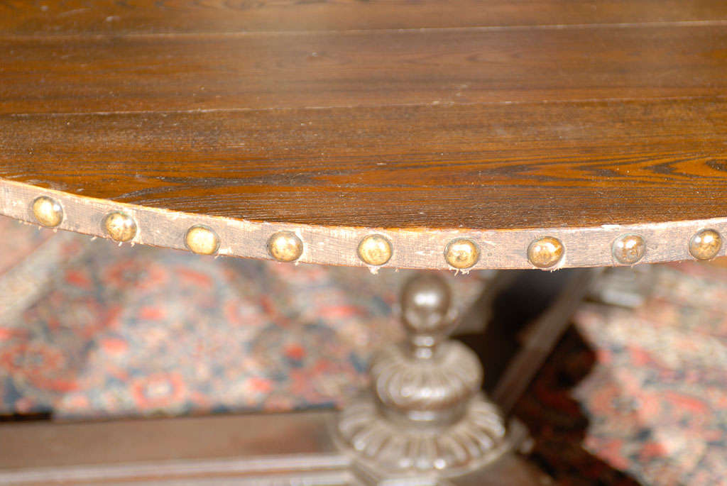 French Circular Oak Studded Table 2