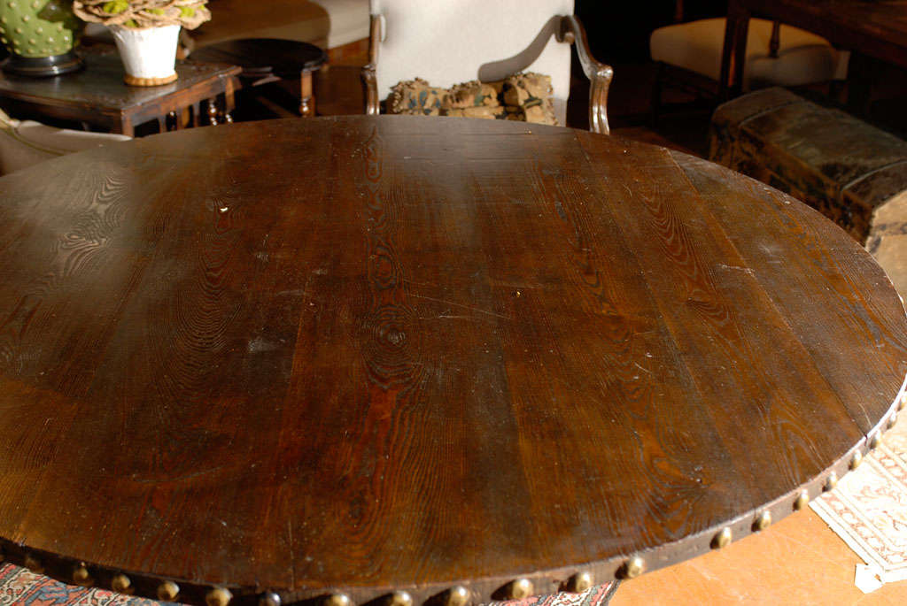 French Circular Oak Studded Table 3