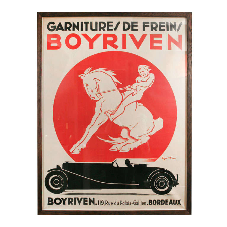 Original "Boyriven" Poster by Iconic Motoring Artist Geo Ham For Sale