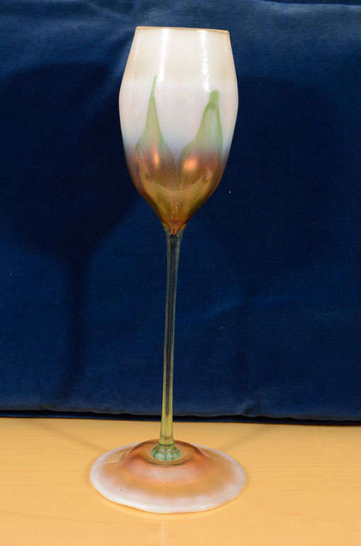 circa 1907
Beautiful tiffany glass Floriform decorated vase, circa 1907, inscribed L.C. Tiffany Favrile T 390 measuring 12