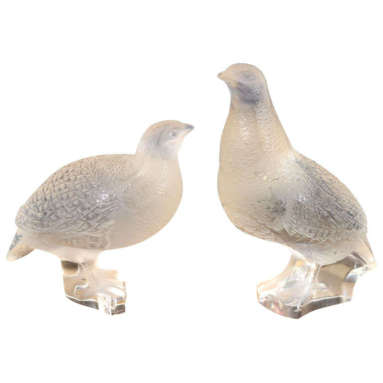 Lalique Partridge Birds, pair For Sale
