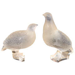 Vintage Lalique Partridge Birds, pair