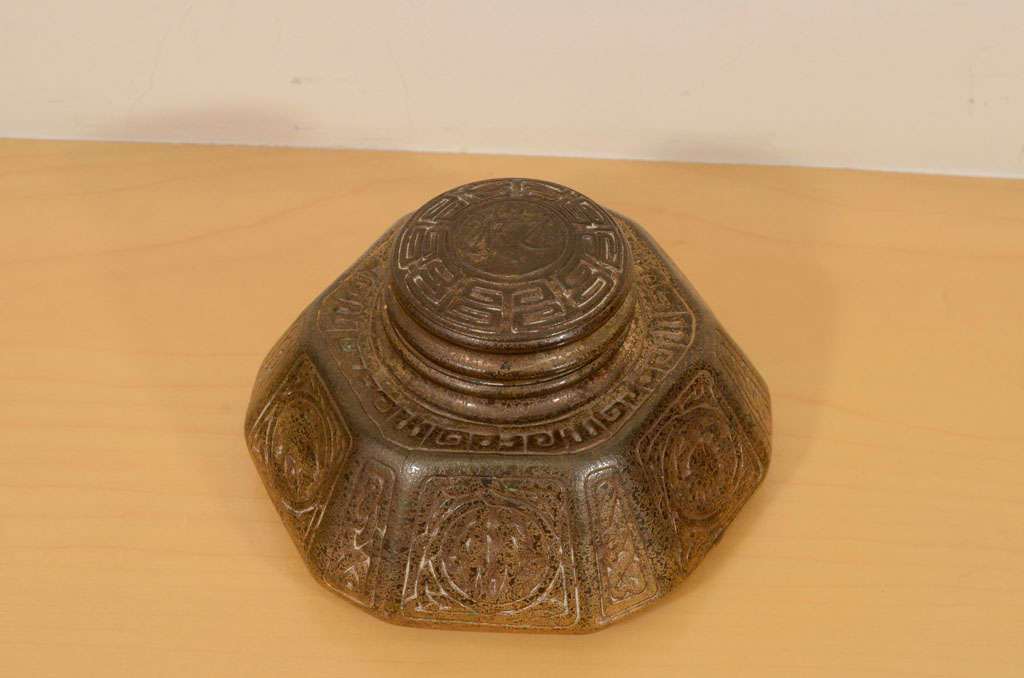 Tiffany Studios Large Inkwell. Zodiac