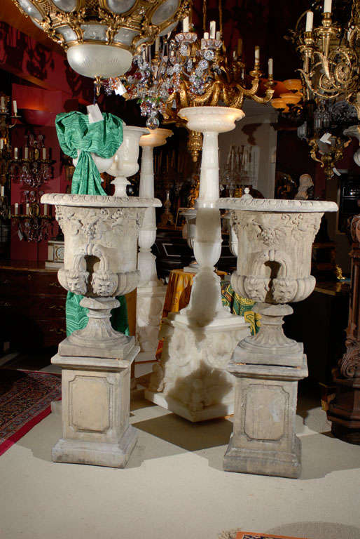 Italian Pair of Urns on Pedestals