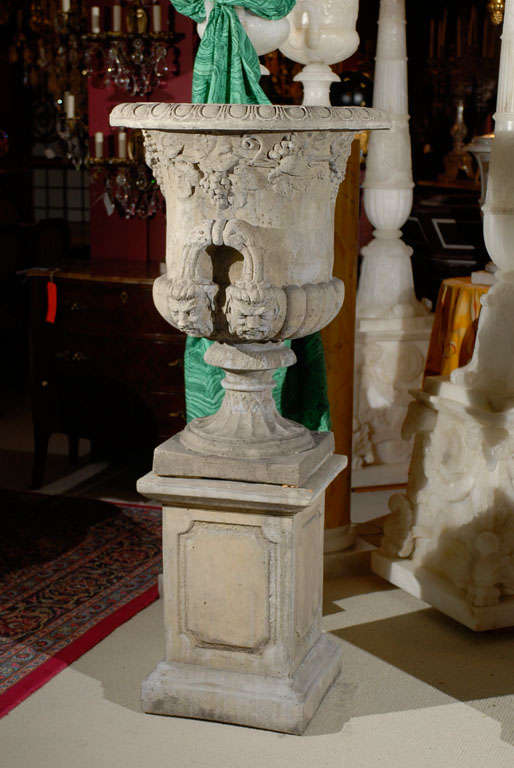 20th Century Pair of Urns on Pedestals