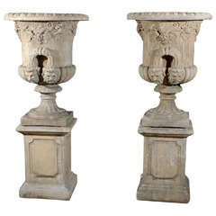Pair of Urns on Pedestals