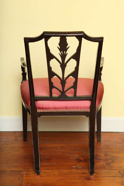 Hand-Carved Antique Sheraton Painted Desk Chair, English, circa 1795 For Sale