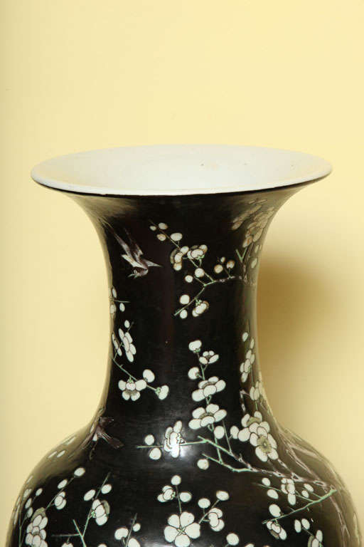Antique Tall Baluster Famille Noire Vase, Chinese, Late 19th Century For Sale 4