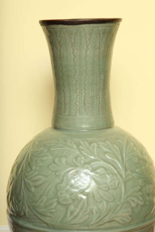 18th Century and Earlier Large antique Yuan Dynasty celadon jar, 14th century