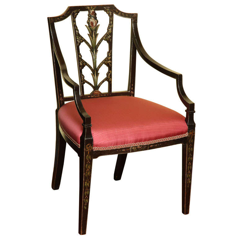 Antique Sheraton Painted Desk Chair, English, circa 1795 For Sale at