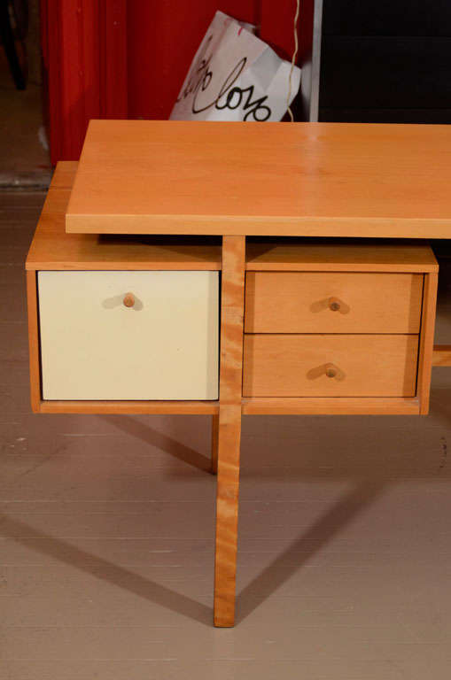 American Early and rare maple and lacquered desk by Milo Baughman