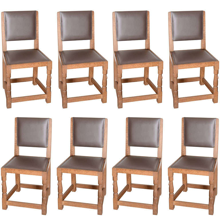 Set of Eight Mouseman Dining Chairs