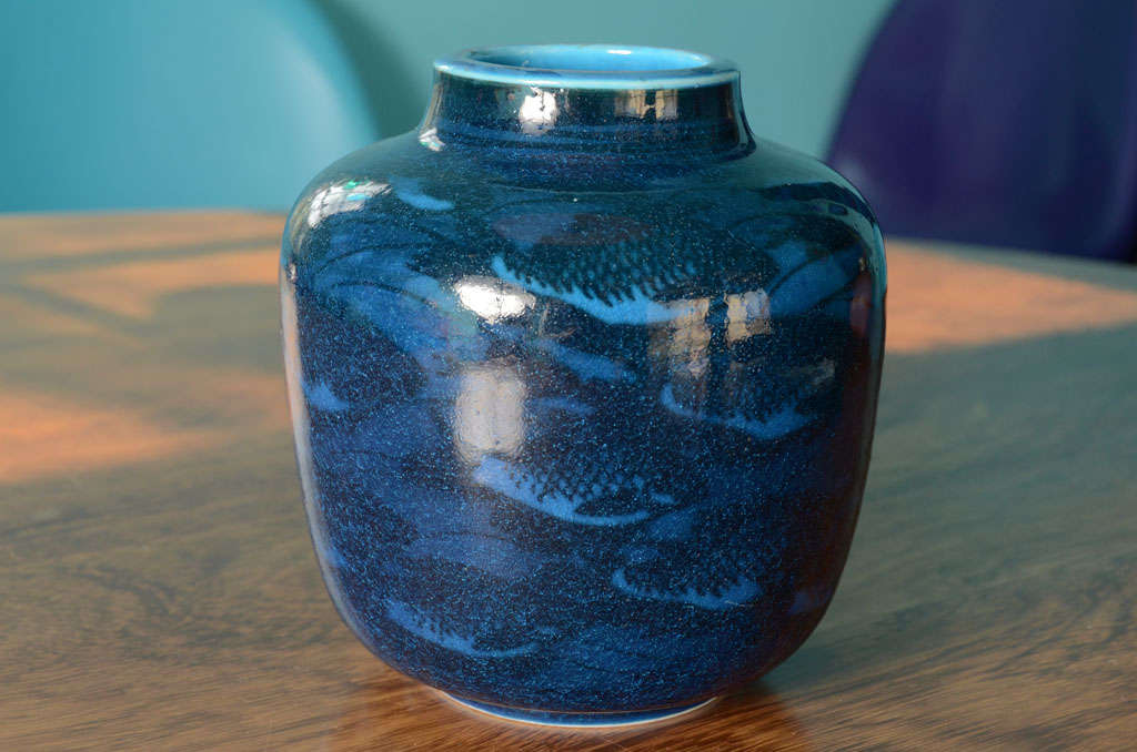 Nils Thorsson for Royal Copenhagen Turquoise & Blue Fish Vase