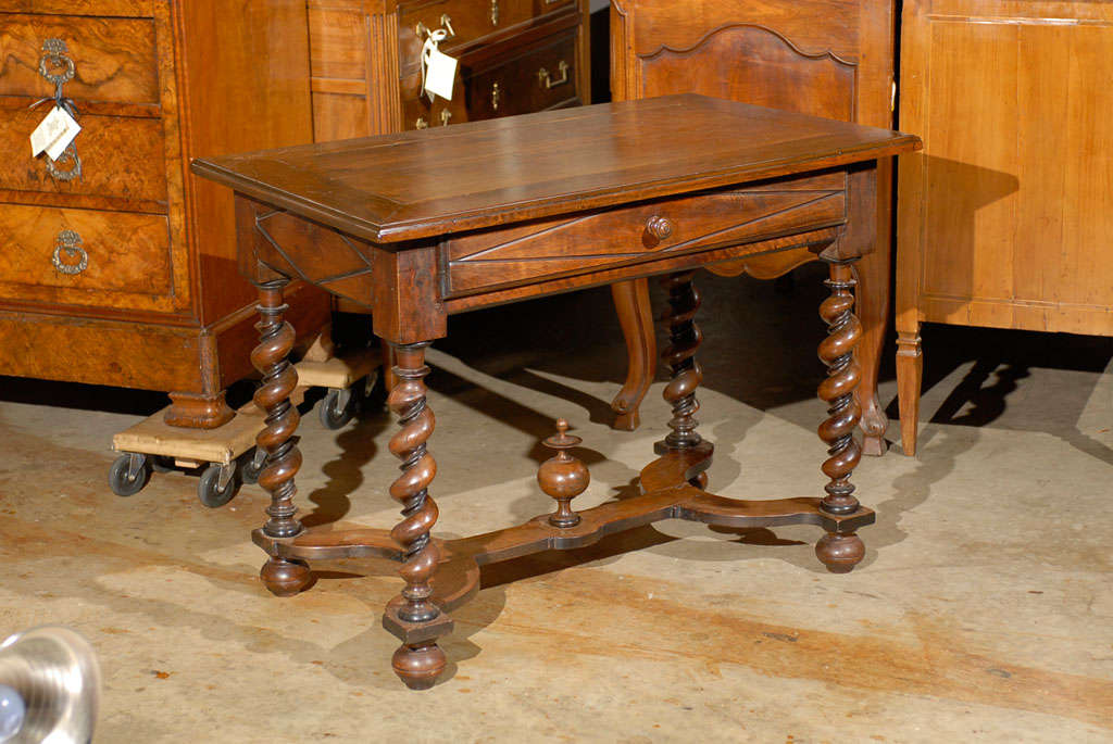 18th Century French Louis XIII Barley Twist Side Table