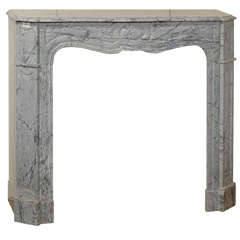 Antique Louis XV Style Grey Marble Mantle, 19th Century