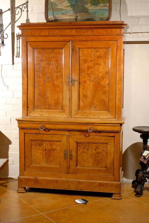 Buffet deux Corps in Fruit Wood & Burled Ash, ca. 1840