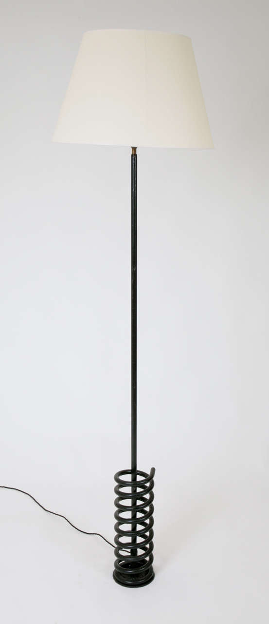 French Design Wrought Iron Standard Lamp On Coiled Base