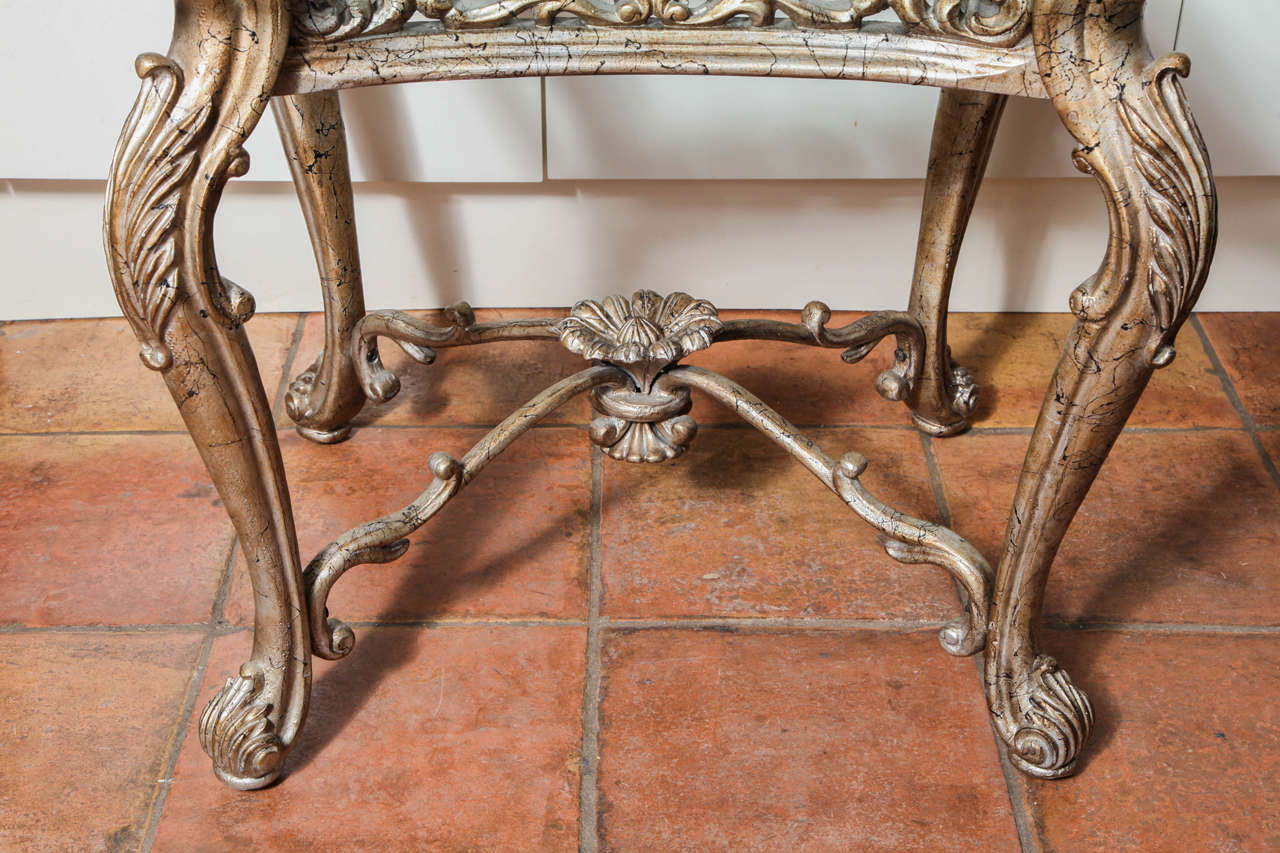 Antique Italian Rococo Gilt Silver Iron Square Side Table 1