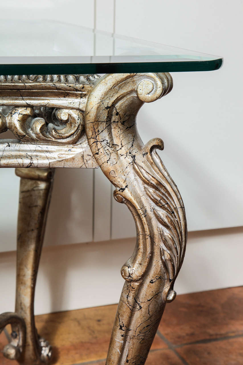 Antique Italian Rococo Gilt Silver Iron Square Side Table 2